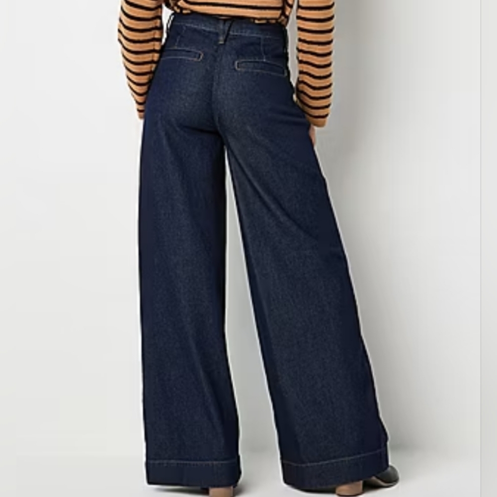 a.n.a Pleated Womens High Rise Relaxed Fit Wide Leg Jean, Size 12 - Picture 2 of 10